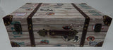 Junk Gypsy Set of 2 Suitcase Storage Boxes Briefcase Vintage Wood Plank Style