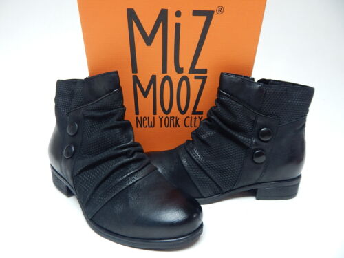 Miz Mooz Sallie Sz EU 37 W (US 6.5-7 W WIDE) Women's Leather Ankle Booties Black