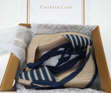 Charter Club Maritzaa Size US 6.5 M Women's Espadrille Wedge Sandals Navy Stripe