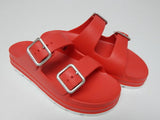 J/Slides Simply Sz US 9 M Women's Adjustable 2-Strap Platform Slide Sandals Red