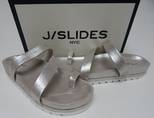 J/Slides Roper Sz 10 M Womens Metallic Leather Toe Loop Slide Sandals Light Gold
