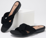 Earth Buran Rosa Sz 9 M EU 40.5 Womens Perf Suede Ankle Strap Wedge Sandal Black - Texas Shoe Shop