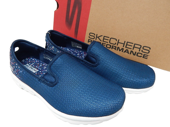 Skechers GOwalk Elixir Sz US 8 M EU 38 Women's Slip-On Classic Floral Shoes Navy - Texas Shoe Shop
