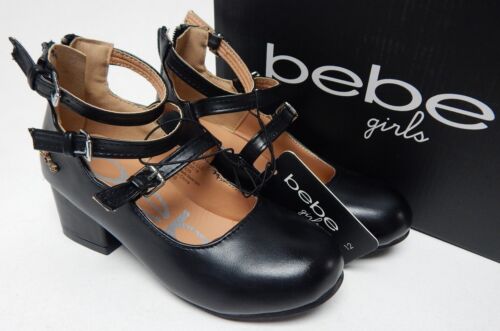 bebe Girls Sz US 12 M (Y) Little Kids Girls Strappy Heeled Mary Jane Shoes Black