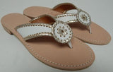 Jack Rogers Ro Size US 8 M Women's Leather Slide Thong Sandals White/Platinum