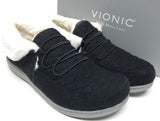 Vionic Believe Size US 8 M EU 39 Women's Faux Fur Flannel Slip-On Slippers Black