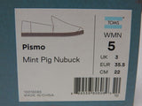 TOMS Pismo Sz US 5 M EU 35.5 Women's Pig Nubuck Espadrille Loafers Mint 10015085