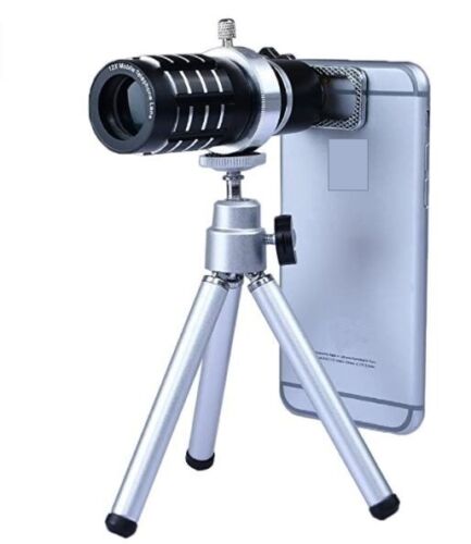 Apexel 12x Manual Focus Telephoto Camera Lens Kit w Mini Tripod & Universal Clip