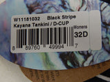 prAna Kayana Size Extra Small (XS) 32 D-Cup Underwire Tankini Top Black Stripe